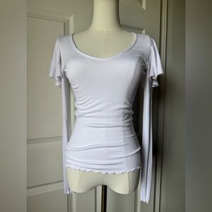 We The Free White Ribbed Ruffled Long Sleeve NWOT Size XS